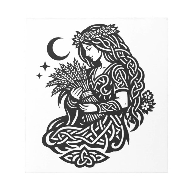 Virgo Maiden Sigil — Earthbound Zodiac Inkwork Notepad (Front)