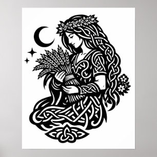 Virgo Maiden Sigil — Earthbound Zodiac Inkwork Poster