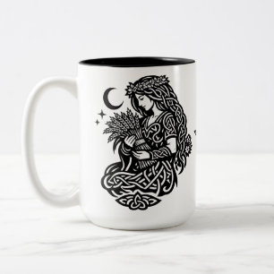 Virgo Maiden Sigil — Earthbound Zodiac Inkwork Two-Tone Coffee Mug