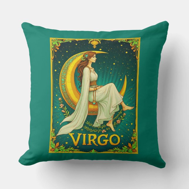 Virgo Maiden Sitting on Crescent Moon Cushion (Front)
