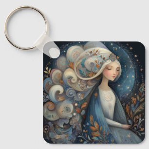 Virgo Maiden Zodiac Astrology Mystical Birthday Key Ring