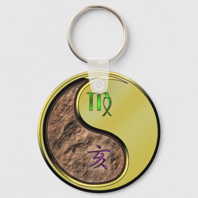 Virgo & Metal Boar Key Ring (Front)