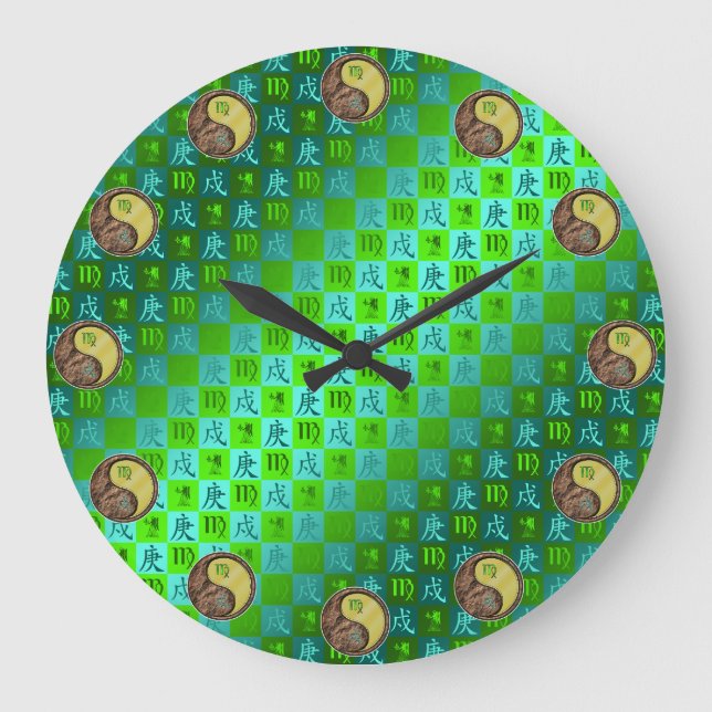 Virgo & Metal Dog Large Clock (Front)