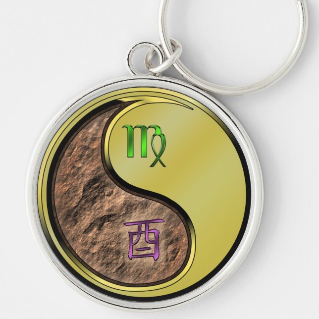 Virgo & Metal Rooster Key Ring (Front)