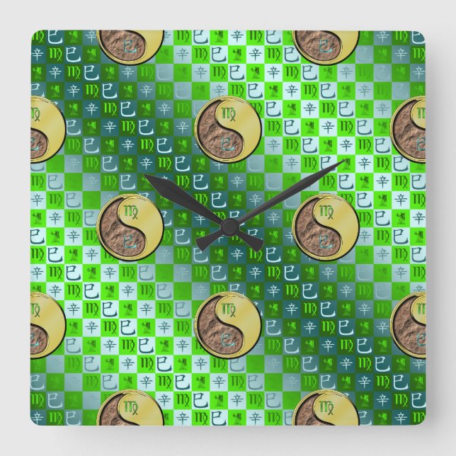 Virgo & Metal Snake Square Wall Clock (Front)