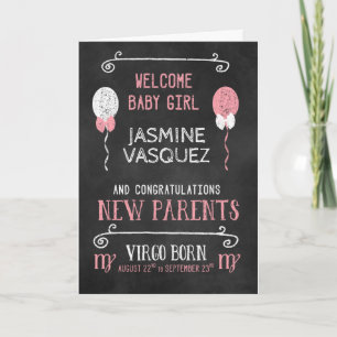 VIRGO New Baby Girl Born Aug 22 to Sep 23 Card