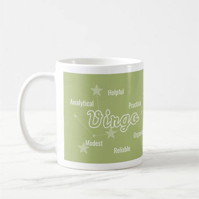 Virgo Olive Green Astrology Zodiac Sign Mug (Left)