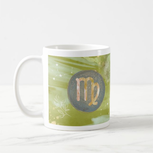 Virgo Olive Green Astrology Zodiac Sign Mug (Left)