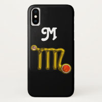 VIRGO ORANGE AGATE GOLD ZODIAC SIGN JEWEL MONOGRAM