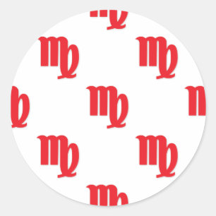 Virgo Pattern Red Classic Round Sticker