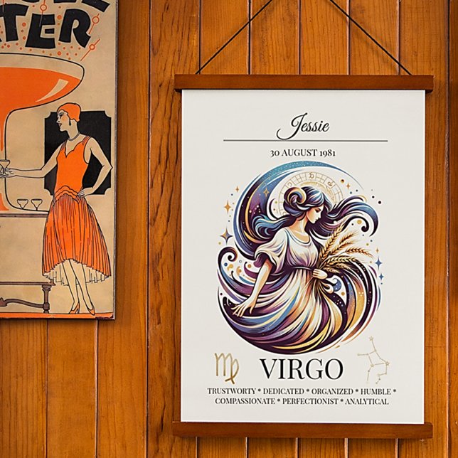 Virgo Personalised Elegant Zodiac Watercolor Poster (Creator Uploaded)