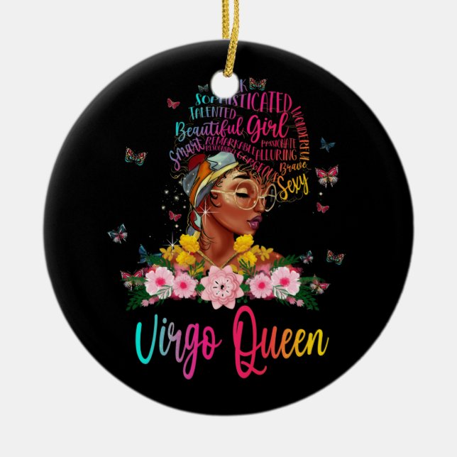 Virgo Queen Black Women Persistent Beautiful Ceramic Ornament (Front)