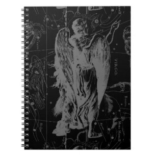Virgo Sign Constellation Hevelius Black Decor Notebook