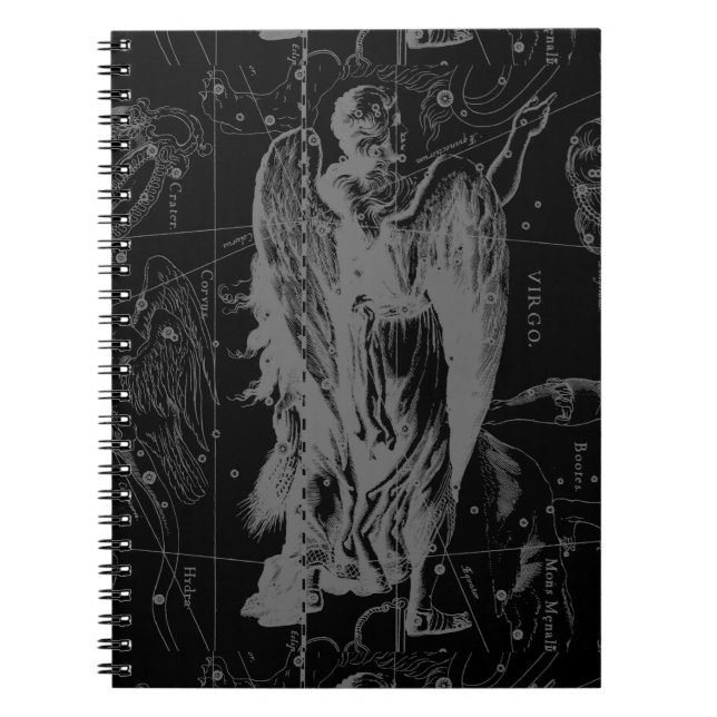 Virgo Sign Constellation Hevelius Black Decor Notebook (Front)