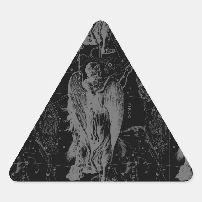 Virgo Sign Constellation Hevelius Black Decor Triangle Sticker (Front)
