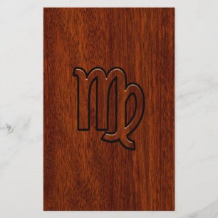 Virgo Sign in Mahogany wood style Stationery