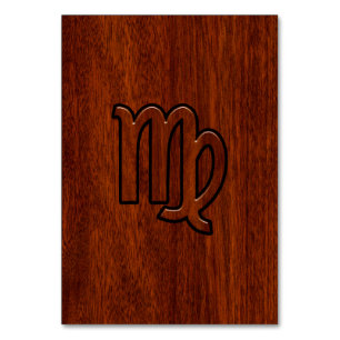 Virgo Sign in Mahogany wood style Table Number