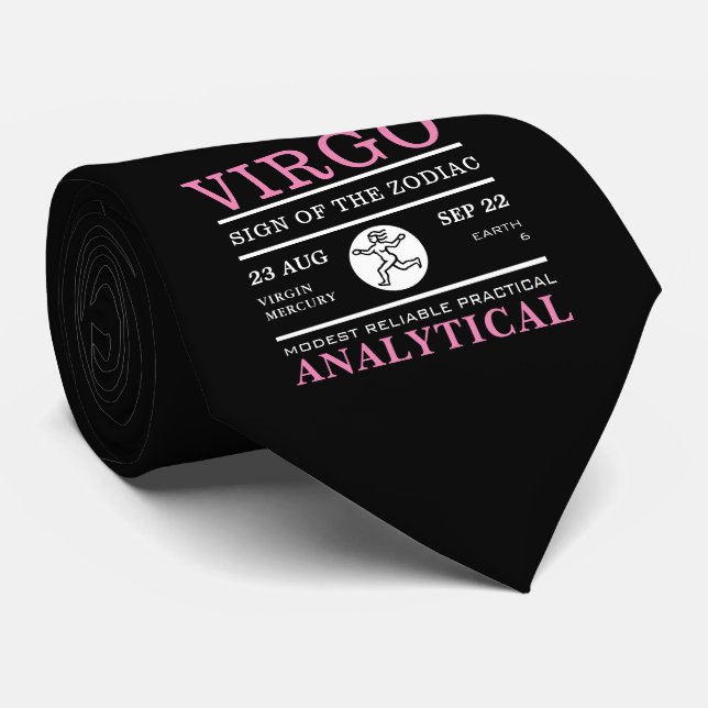 Virgo Sign of the Zodiac, Astrological Tie (Rolled)