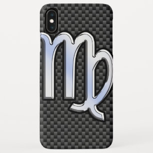 Virgo Sign on Charcoal Carbon Fibre Print iPhone XS Max Case
