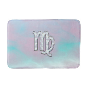 Virgo Sign on Pastels Mother of Pearl Style Print Bath Mat