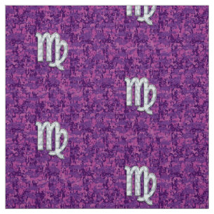 Virgo Sign Pink Fuchsia Digital Camouflage Style Fabric