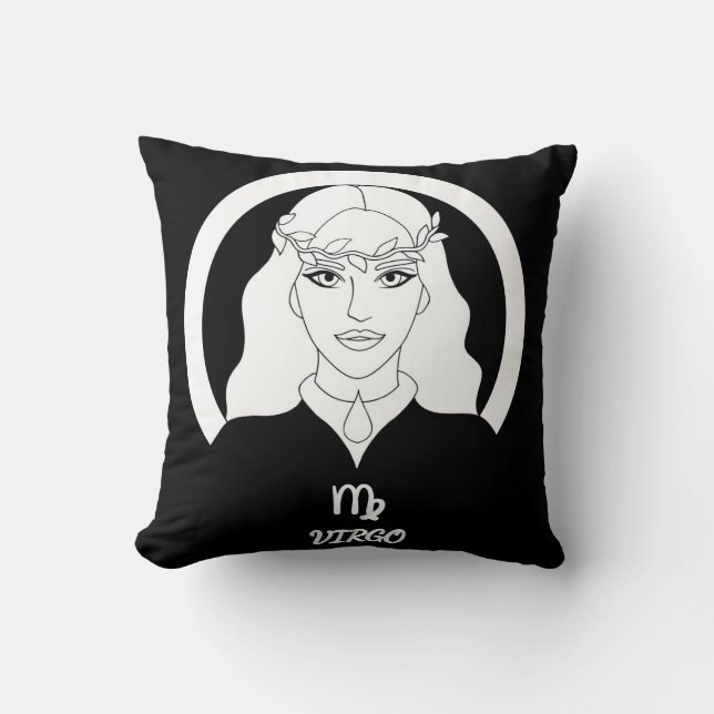 Virgo Silhouette Reversible Throw Pillow (Front)