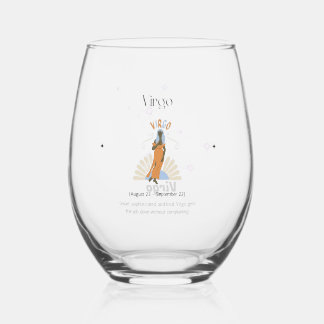 Virgo Stemless, Zodiac ,Constellation Wine Glass