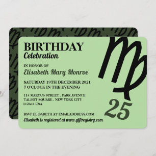 Virgo, The Maiden, Zodiac Star Sign, Birthday Invitation