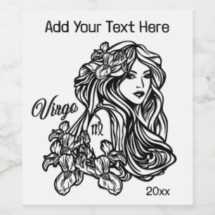 Virgo The Virgin Zodiac Glass Text Top Year Bottom Wine Label