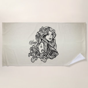 Virgo The Virgin Zodiac Golden Beach Towel
