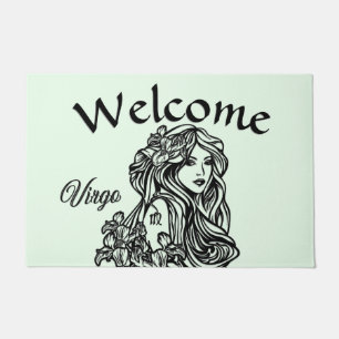 Virgo The Virgin Zodiac Green Doormat