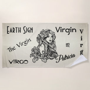 Virgo The Virgin Zodiac Personal Gold Beach Towel