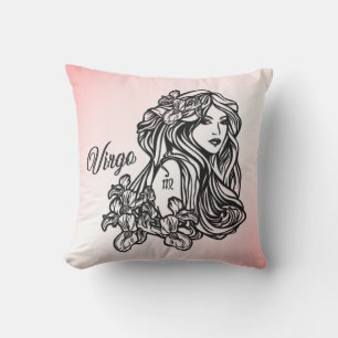 Virgo The Virgin Zodiac Pink Cushion