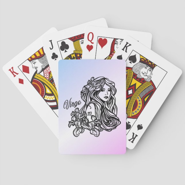 Virgo The Virgin Zodiac Purple Playing Cards (Back)