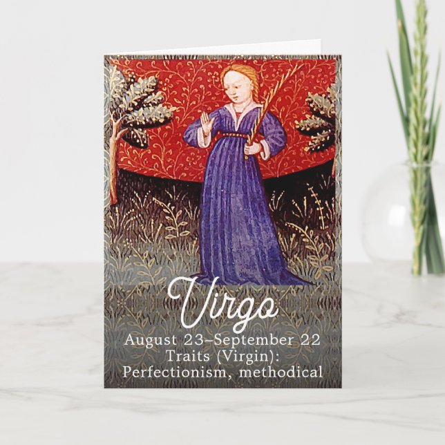 Virgo the Virgin Zodiac Sign Birthday Party Card (Front)