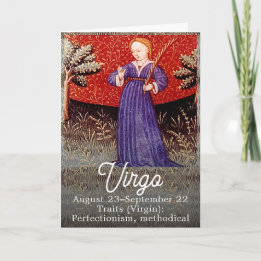 Virgo the Virgin Zodiac Sign Birthday Party Card
