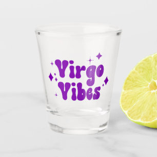Virgo Vibes Zodiac Astrology Purple Stars Shot Glass