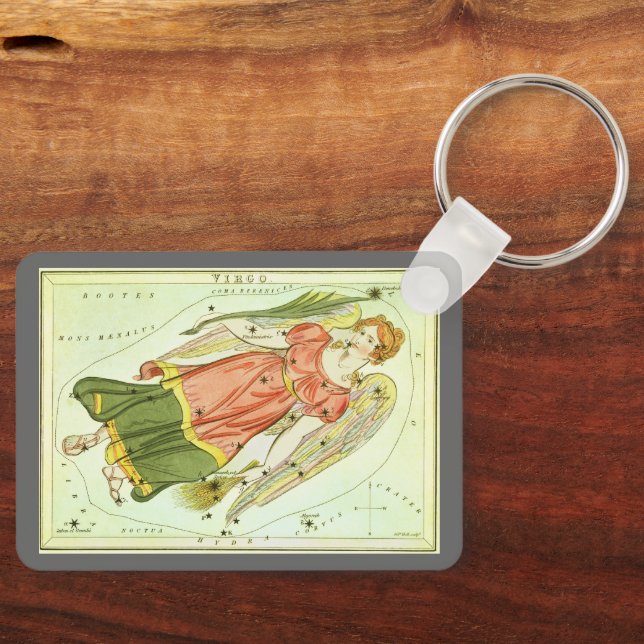 Virgo Virgin Vintage Constellation Urania's Mirror Key Ring (Front)