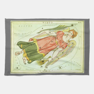 Virgo Virgin Vintage Constellation Urania's Mirror Tea Towel
