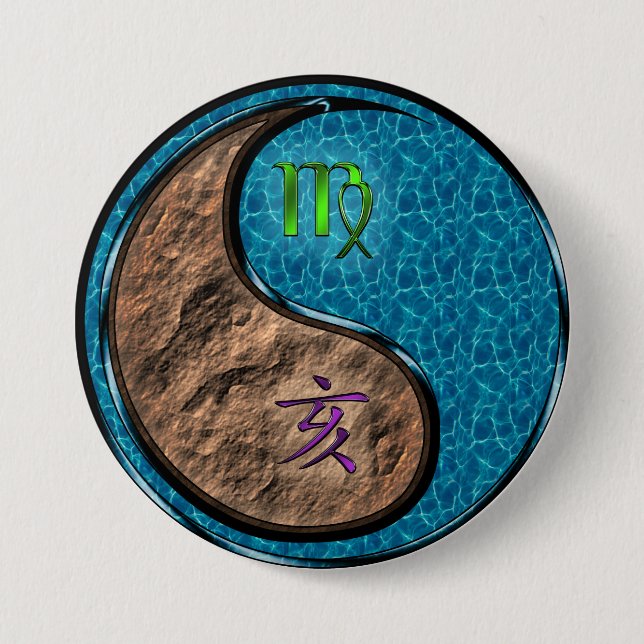 Virgo & Water Boar 7.5 Cm Round Badge (Front)