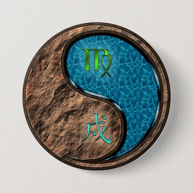 Virgo & Water Dog 7.5 Cm Round Badge (Front)