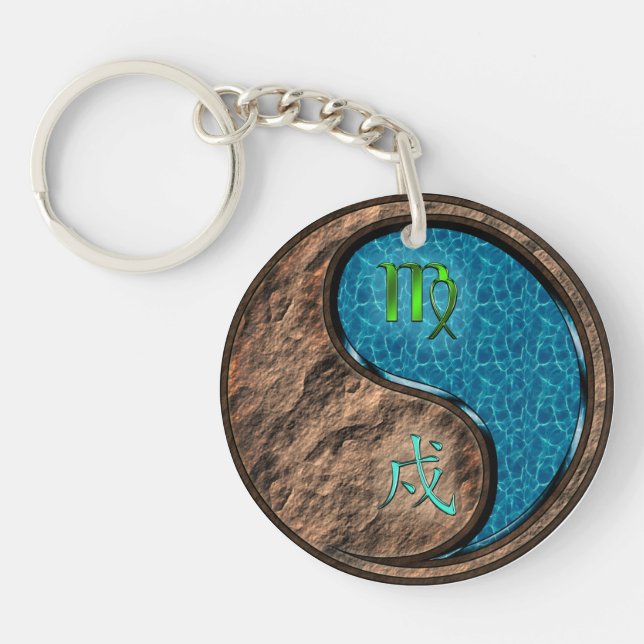 Virgo & Water Dog Key Ring (Front)