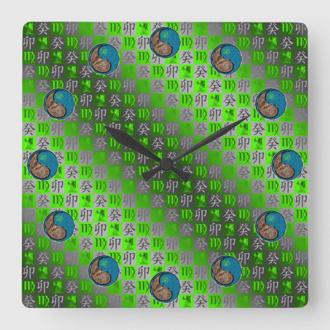 Virgo & Water Rabbit Square Wall Clock (Front)