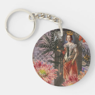 Virgo Woman Astrology Whimsical Portrait Key Ring