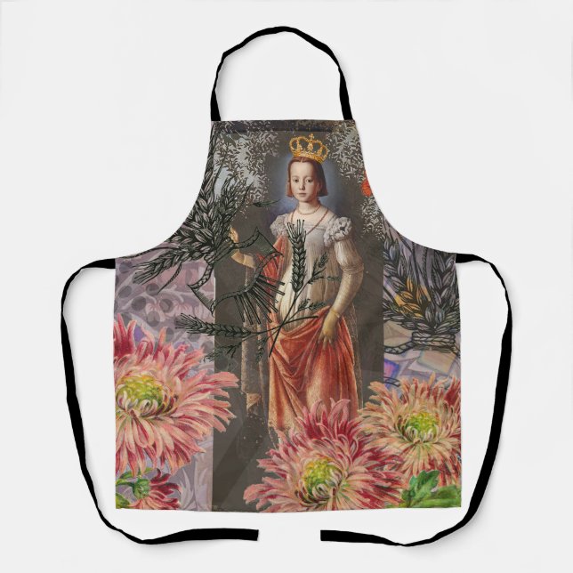 Virgo Woman Portrait Antique Colourful Rich Apron (Front)