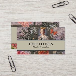 Virgo Woman Portrait Antique Colourful Rich Business Card