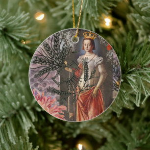 Virgo Woman Portrait Antique Colourful Rich Ceramic Ornament