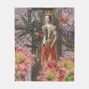 Virgo Woman Portrait Antique Colourful Rich Fleece Blanket