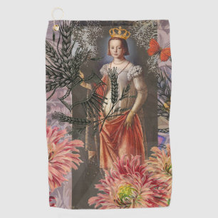 Virgo Woman Portrait Antique Colourful Rich Golf Towel