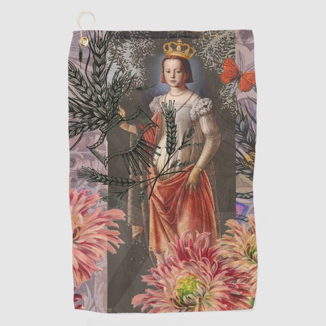 Virgo Woman Portrait Antique Colourful Rich Golf Towel (Front)